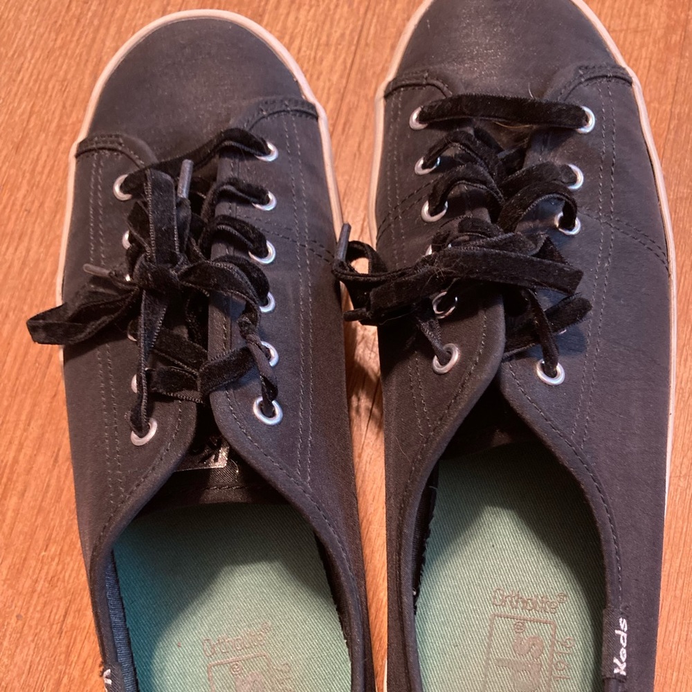 Black satin keds, good used condition